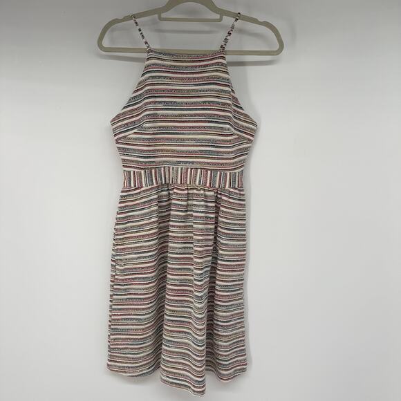 NWT Banana Republic Striped Boucle Knit Mini Dress Women's Size 6P Multi Halter - Picture 1 of 9